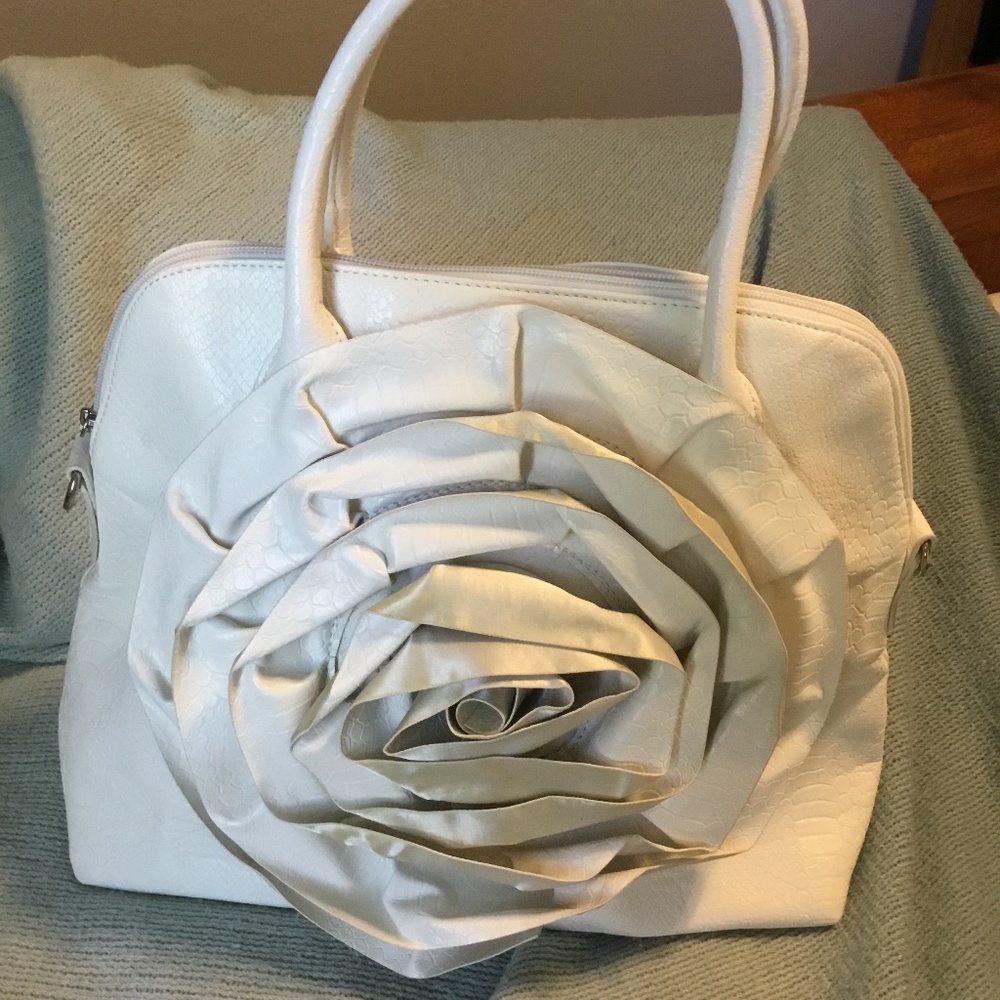 White rosette handbag
